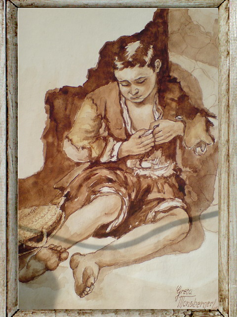 žebrák malý,akvarel